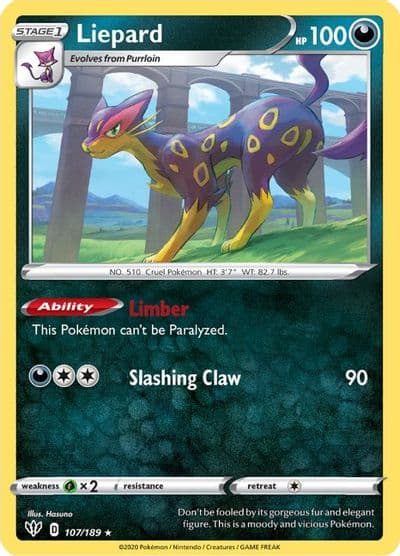 Liepard SWSH03: Darkness Ablaze Pokemon card