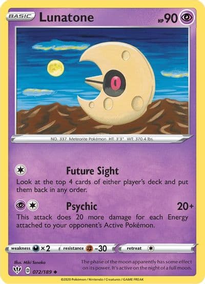 Lunatone SWSH03: Darkness Ablaze Pokemon card