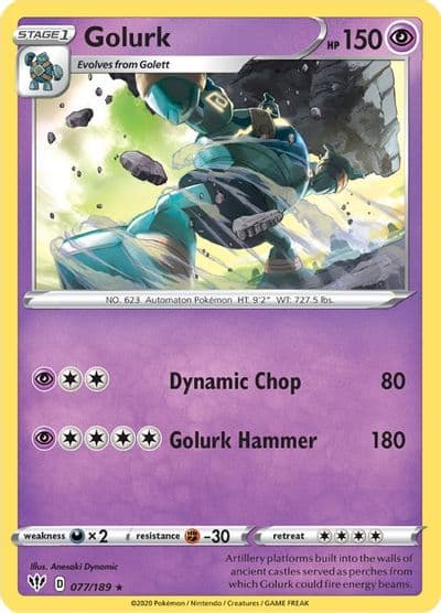 Golurk SWSH03: Darkness Ablaze Pokemon card