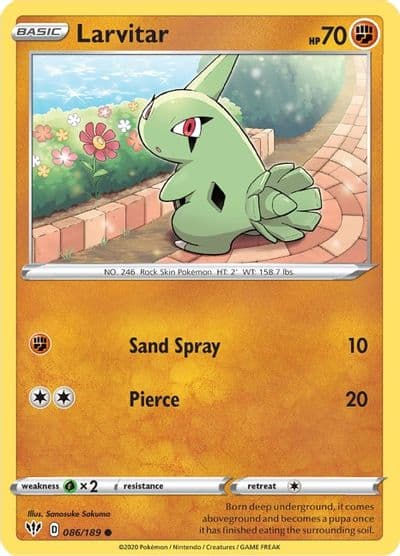 Larvitar SWSH03: Darkness Ablaze Pokemon card