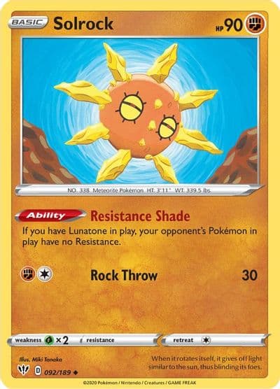 Solrock SWSH03: Darkness Ablaze Pokemon card