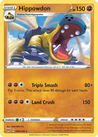 Hippowdon SWSH03: Darkness Ablaze Pokemon card