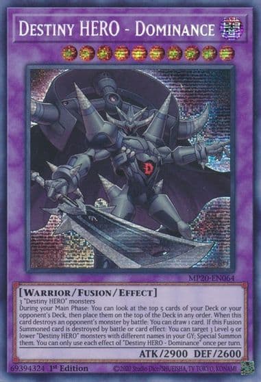 Destiny HERO Dominance 2020 Tin of Lost Memories Yu-Gi-Oh! card