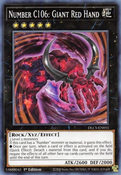 Number C106 Giant Red Hand Dragons of Legend: The Complete Series Yu-Gi-Oh! card