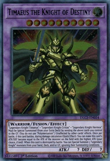 Timaeus the Knight of Destiny Dragons of Legend: The Complete Series Yu-Gi-Oh! card