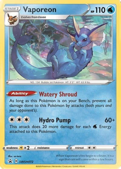 Vaporeon - SWSH072 SWSH: Sword & Shield Promo Cards Pokemon card