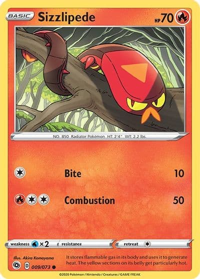 Sizzlipede Champion's Path Pokemon card