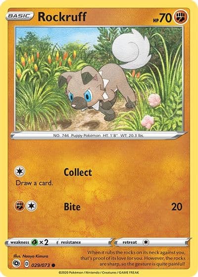 Rockruff Champion's Path Pokemon card