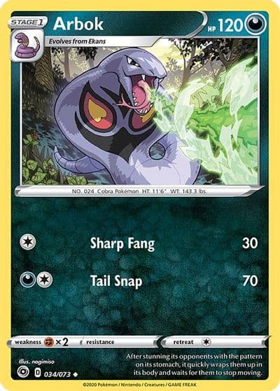 Arbok Champion's Path Pokemon card