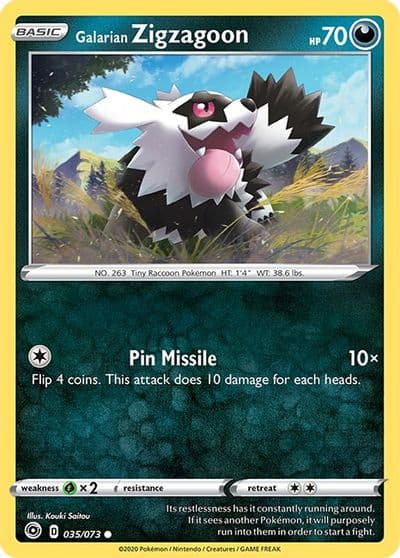 Galarian Zigzagoon Champion's Path Pokemon card