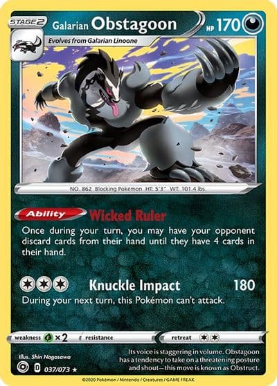 Galarian Obstagoon Champion's Path Pokemon card