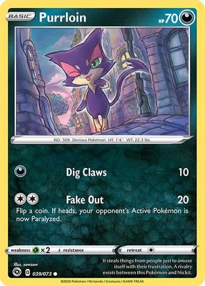 Purrloin Champion's Path Pokemon card