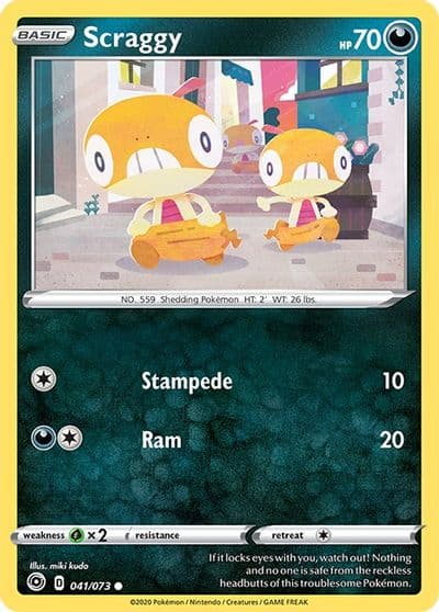 Scraggy Champion's Path Pokemon card