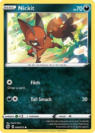 Nickit Champion's Path Pokemon card