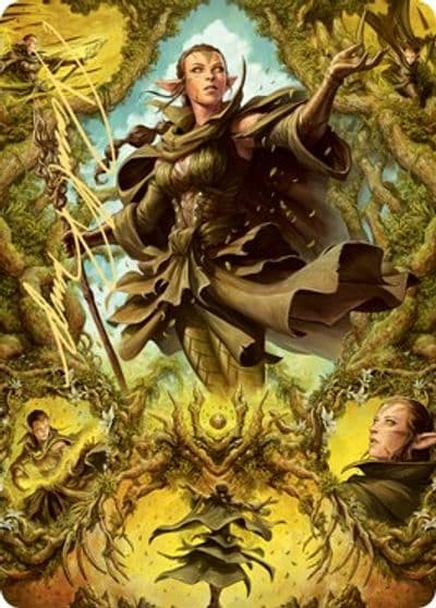 Nissa of Shadowed Boughs Art Card 6 81 Gold Stamped Signature Art Series: Zendikar Rising Magic card