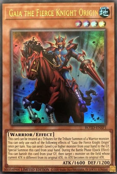 Gaia the Fierce Knight Origin Ultra Rare Rise of the Duelist Yu-Gi-Oh! card