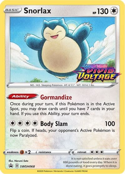 Snorlax - SWSH068 (Prerelease) SWSH: Sword & Shield Promo Cards Pokemon card