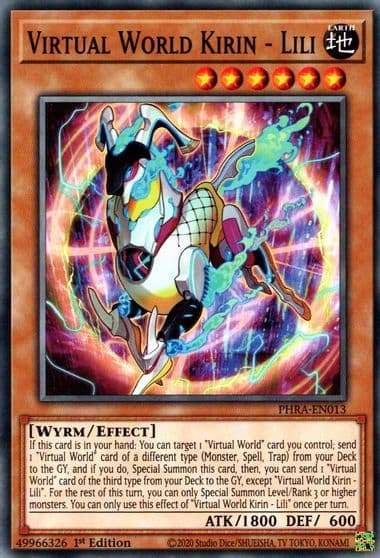 Virtual World Kirin Lili Phantom Rage Yu-Gi-Oh! card