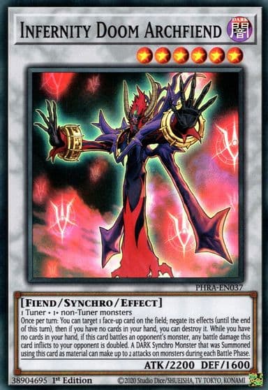 Infernity Doom Archfiend Phantom Rage Yu-Gi-Oh! card
