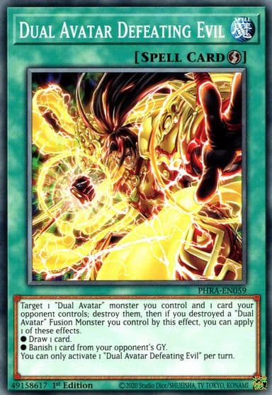 Dual Avatar Defeating Evil Phantom Rage Yu-Gi-Oh! card