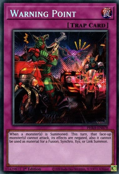 Warning Point Phantom Rage Yu-Gi-Oh! card