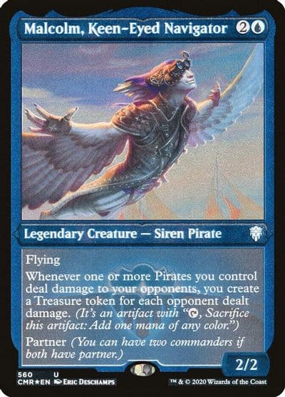 Malcolm Keen Eyed Navigator Foil Etched Commander Legends Magic card