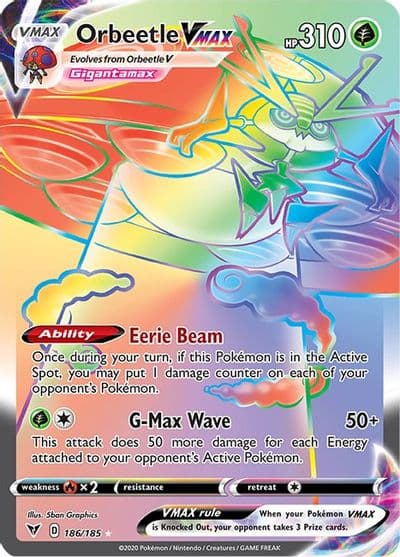 Orbeetle VMAX (Secret) SWSH04: Vivid Voltage Pokemon card