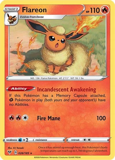 Flareon SWSH04: Vivid Voltage Pokemon card