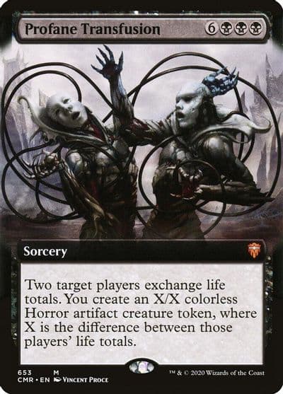 Profane Transfusion Extended Art Commander Legends Magic card