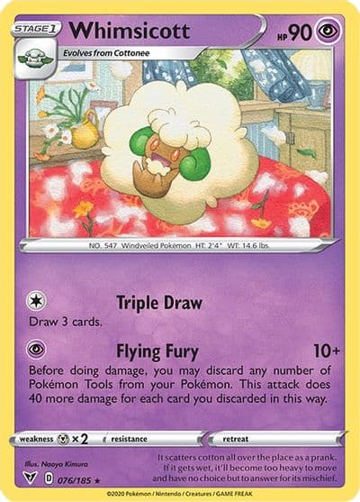 Whimsicott SWSH04: Vivid Voltage Pokemon card