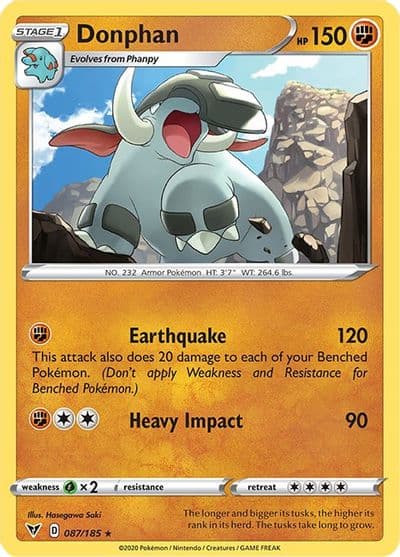 Donphan SWSH04: Vivid Voltage Pokemon card