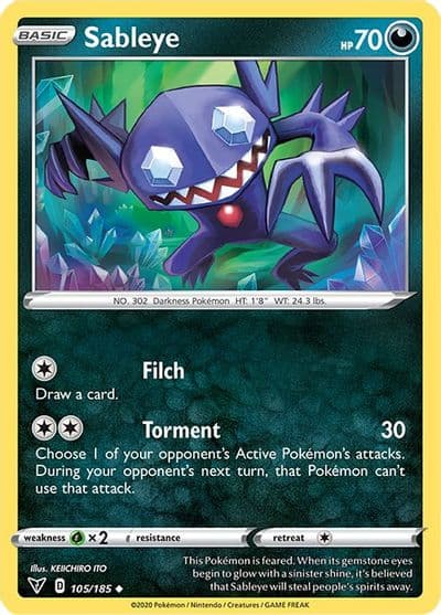 Sableye SWSH04: Vivid Voltage Pokemon card