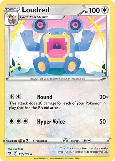 Loudred SWSH04: Vivid Voltage Pokemon card