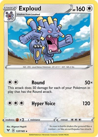 Exploud SWSH04: Vivid Voltage Pokemon card