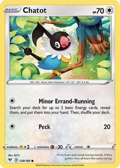 Chatot SWSH04: Vivid Voltage Pokemon card