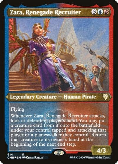 Zara Renegade Recruiter Foil Etched Commander Legends Magic card