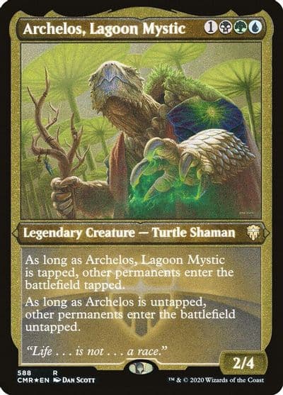 Archelos Lagoon Mystic Foil Etched Commander Legends Magic card