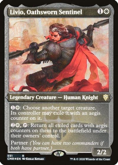 Livio Oathsworn Sentinel Foil Etched Commander Legends Magic card
