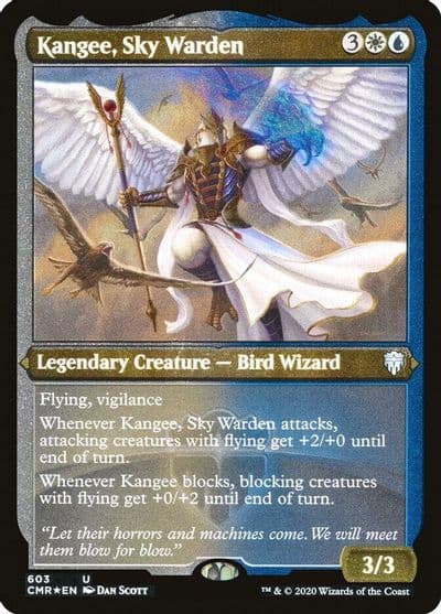 Kangee Sky Warden Foil Etched Commander Legends Magic card