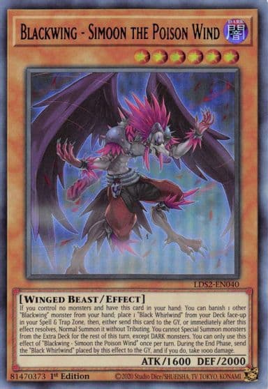 Blackwing Simoon the Poison Wind Blue Legendary Duelists: Season 2 Yu-Gi-Oh! card