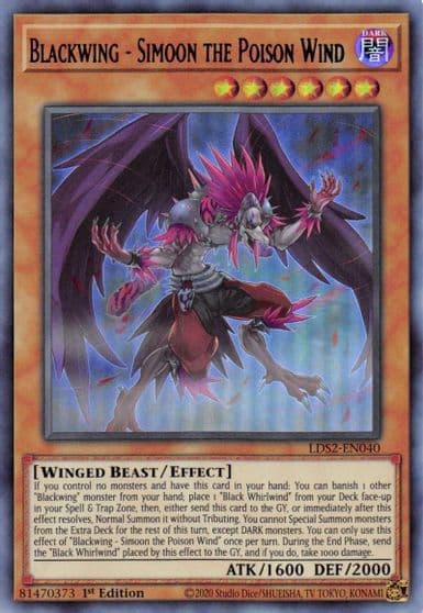 Blackwing Simoon the Poison Wind Purple Legendary Duelists: Season 2 Yu-Gi-Oh! card