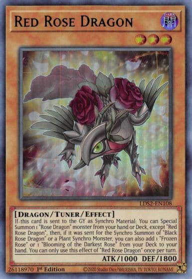 Red Rose Dragon Green Legendary Duelists: Season 2 Yu-Gi-Oh! card