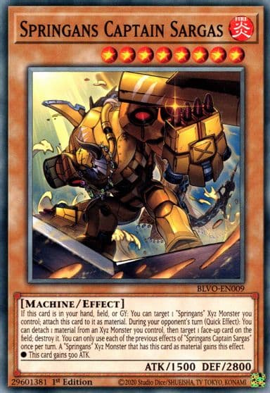 Springans Captain Sargas Blazing Vortex Yu-Gi-Oh! card
