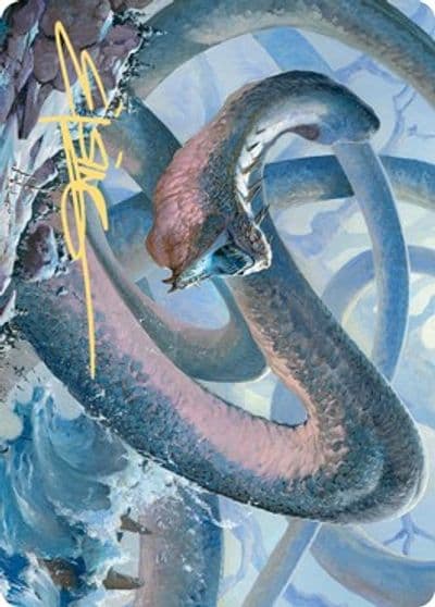 Koma Cosmos Serpent Art Card 60 81 Gold Stamped Signature Art Series: Kaldheim Magic card