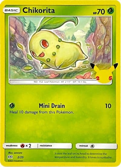 Chikorita McDonald's 25th Anniversary Promos Pokemon card