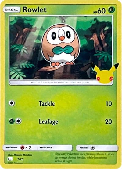 Rowlet McDonald's 25th Anniversary Promos Pokemon card