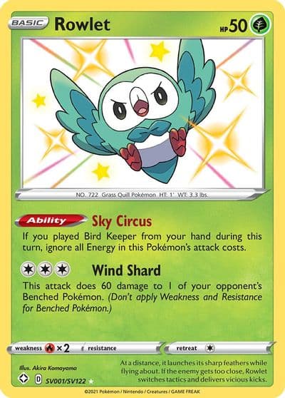 Rowlet Shining Fates: Shiny Vault Pokemon card