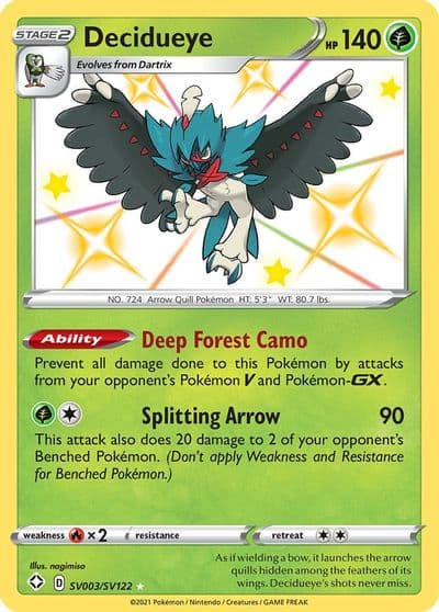Decidueye Shining Fates: Shiny Vault Pokemon card