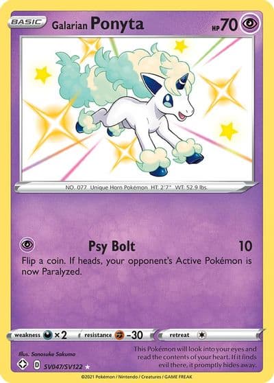 Galarian Ponyta Shining Fates: Shiny Vault Pokemon card