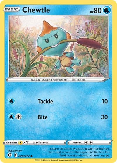 Chewtle Shining Fates Pokemon card